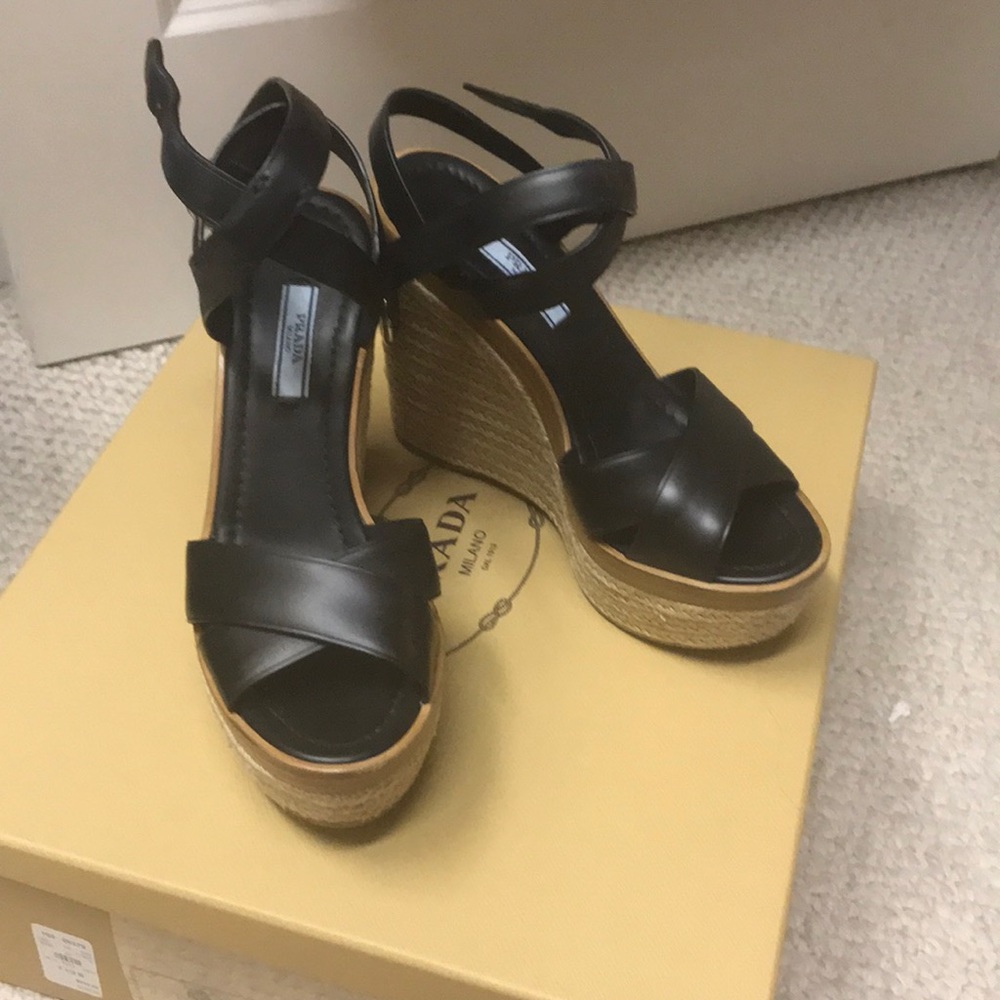 Prada Black wedge sandals